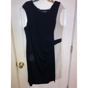 Connected Woman Plus Size20W Black White Draped Sheath DressSleeveless‎